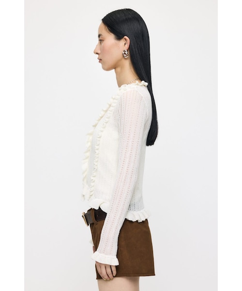 MOUSSY POINTELLE RUFFLE カーディガン＆キャミソール 白 MOUSSY | POINTELLE RUFFLE カーディガン＆キャミソール (ニット