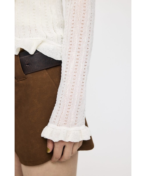 MOUSSY POINTELLE RUFFLE カーディガン＆キャミソール 白 MOUSSY | POINTELLE RUFFLE カーディガン＆キャミソール (ニット