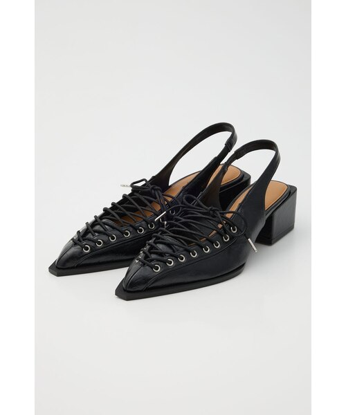 moussy POINTED LACE UP ミュール ブラック Sサイズ POINTED LACE UP ミュール｜マウジーの通販｜&mall（アンドモール