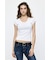 SUVIN GIZA PENTAGON NECK TEE