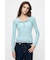 ES SHEER HENRY NECK KNIT トップス