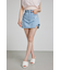 サイドカットデニムショートパンツ