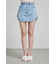 サイドカットデニムショートパンツ