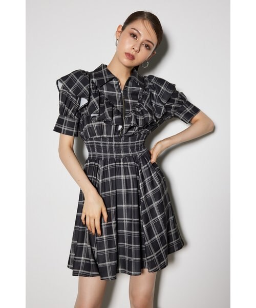 完売品♡Randy ブラック ハーフスリーブ ミニワンピース Sサイズ 完売品♡Randy ブラック ハーフスリーブ ミニワンピース Sサイズ