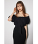シフォンオフショルタイトニットワンピース