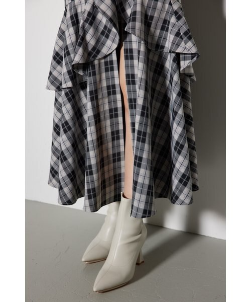 【11/8まで✩.*˚ 】チェックフリルスリットスコートショートパンツ rienda | チェックフリルスリットスコートショートパンツ