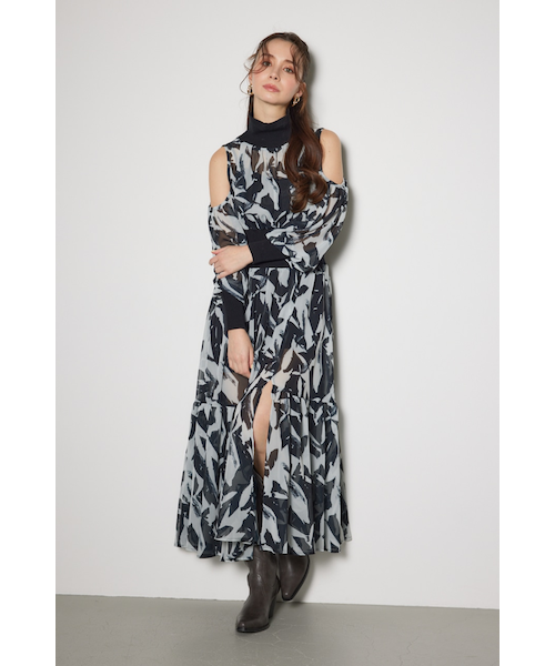 knitコンビスリットフレアワンピース｜リエンダの通販｜&mall