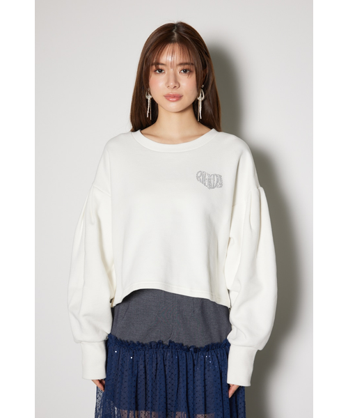ラインストーンロゴスウェットトップス｜リエンダの通販｜&mall