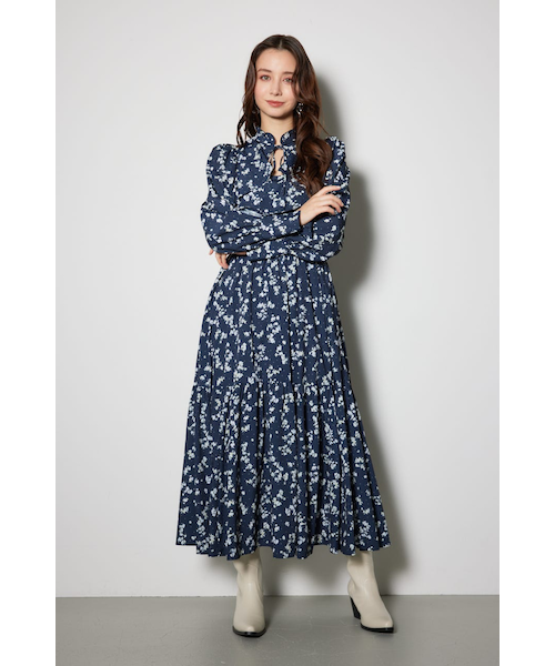 結婚式/オフィス★CHICLINE★前シャーリング フレア ワンピース Ehre style シャーリング ワンピース フレアライン Xライン
