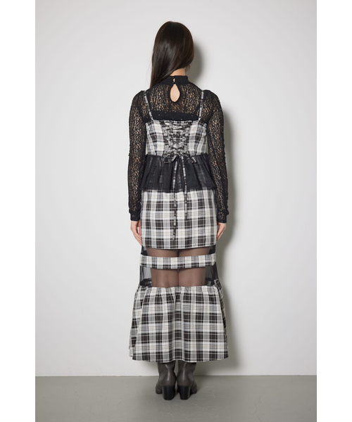 ペプラムマーメイドチェックキャミワンピース｜リエンダの通販｜&mall