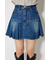 プリーツデニムスコートショートパンツ