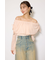 シアーレースオフショルトップス