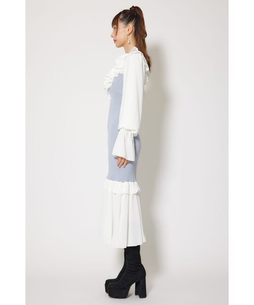 【タグ付き】rienda ダブルフリルコンビニットワンピース rienda｜ダブルフリルコンビニットワンピース | Rakuten Fashion(楽天