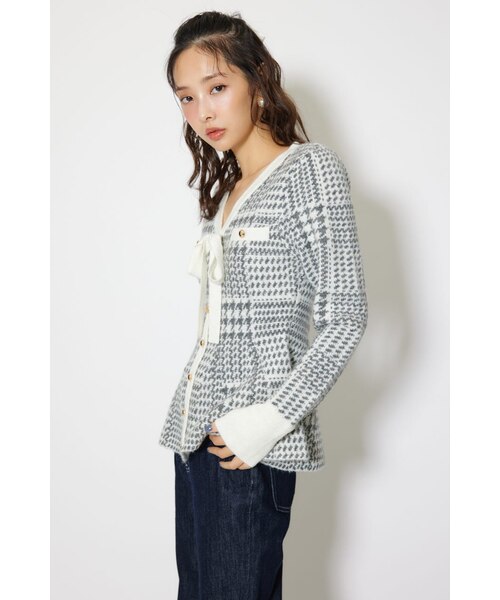 2WAYペプラムジャガードニットカーディガントップス｜リエンダの通販
