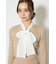 コットンレースリボンニットトップス