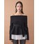 チュールレイヤードペプラムニットトップス
