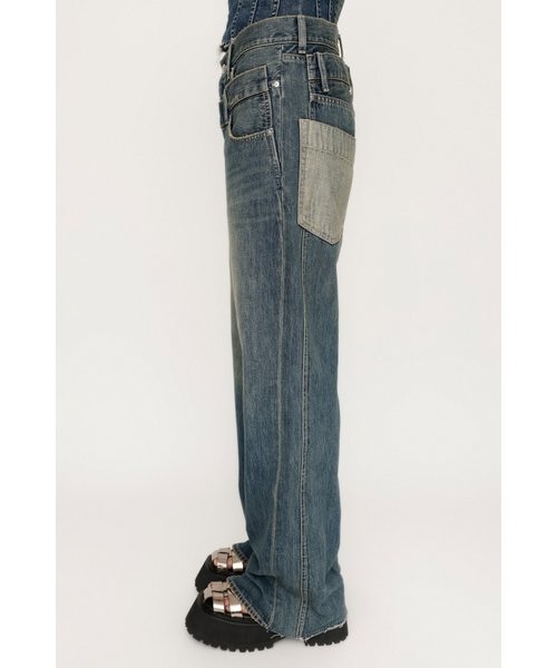 【裾上げ】 SLY DOUBLE BELT WIDE FLARE PT-C SLY DOUBLE BELT WIDE FLARE PT-C BLK -ファッション通販