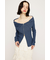 OFFSHOULDER FRONT ZIP トップス