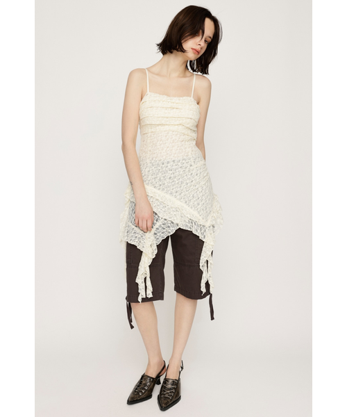 TUCKED LACE RUFFLE キャミソール IVOY SLY スライ SLY | TUCKED LACE RUFFLE キャミソール (キャミソール ) |SHEL