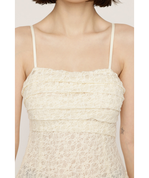 TUCKED LACE RUFFLE キャミソール IVOY SLY スライ SLY | TUCKED LACE RUFFLE キャミソール (キャミソール ) |SHEL