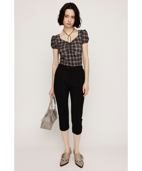 CHECK PRINT PUFF SLEEVE トップス｜スライの通販｜&mall