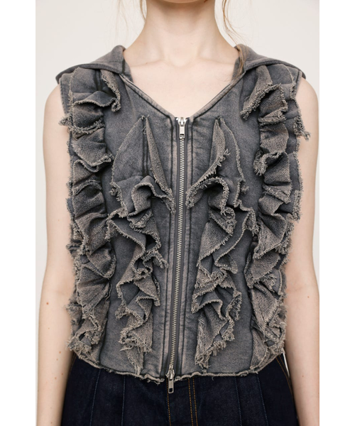 FRONT ZIP FRILL トップス｜スライの通販｜&mall（アンドモール