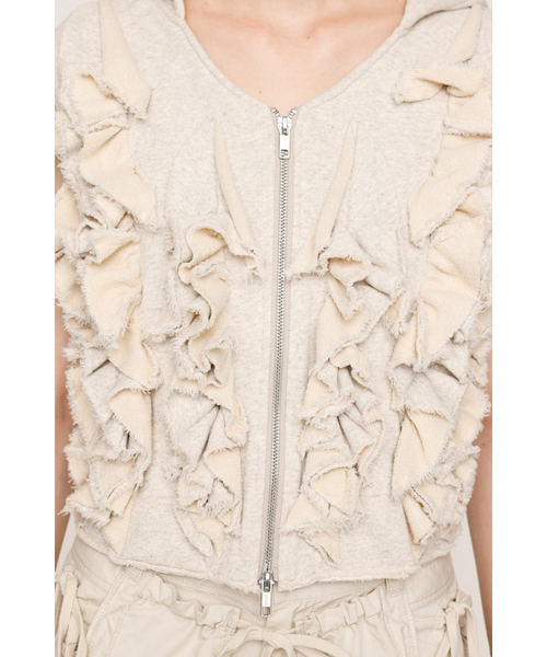 【完売品】新品未使用 SLY FRONT ZIP FRILL トップス　パーカー FRONT ZIP FRILL トップス｜スライの通販｜&mall（アンドモール