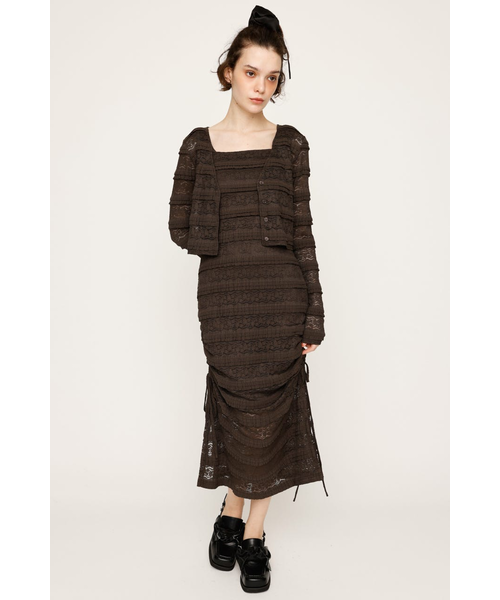 FRONT BUTTON LACE 2P ロングワンピース｜スライの通販｜&mall