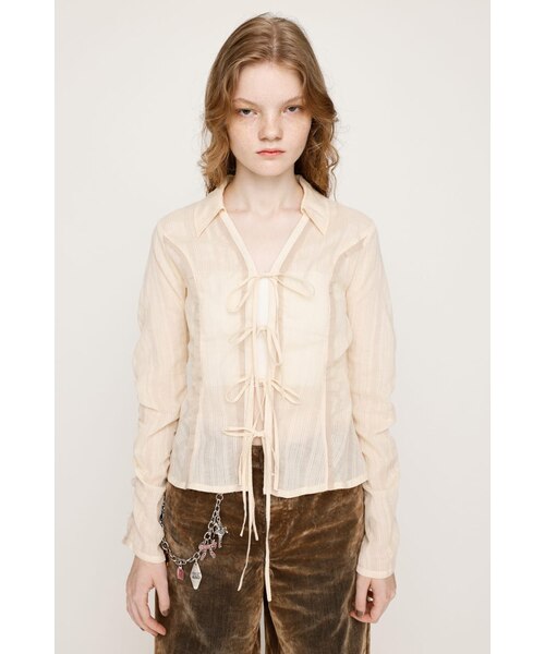 FRONT RIBBON SHIRRING シャツ｜スライの通販｜&mall（アンドモール