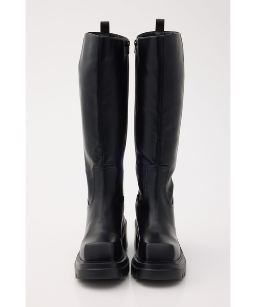 SNSで話題の美脚チートブーツ！】SQUARE TOE KNEE ブーツ｜スライの