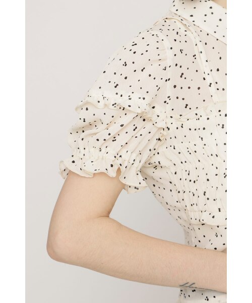 SLY スライ TINY DOTS FRILL ブラウス ドット ホワイト 白 TINY DOTS FRILL ブラウス｜スライの通販｜&mall（アンドモール）三井