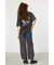 デニムウエスト スウェットワイドパンツ