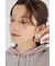 フェイクパールフレームハートイヤリング