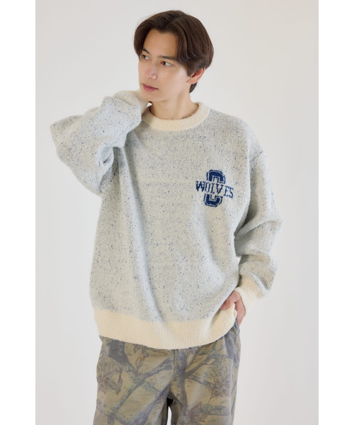 わずか　☆PXG GOLF☆ メンズ　ロゴワッペン　ラウンドニット Wolf man ニット｜ロデオクラウンズ／ロデオクラウンズワイドボウルの