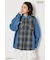 【UNISEX】(PEANUTS)チェック×デニムドッキングシャツ