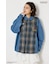 【UNISEX】(PEANUTS)チェック×デニムドッキングシャツ