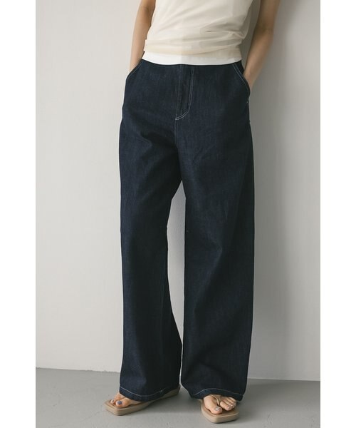 美品 コットン/リネン デニム ハイウエストコクーンパンツ yuni - 11ozデニム ハイウエストコクーンパンツ | clever elephant