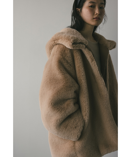 えむ スタイルミキサー フーディーファーコート ブラウン フーディーファーコート｜スタイルミキサーの通販｜&mall（アンド