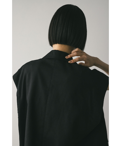 スタイルミキサー　リネンミックスルーズベスト　ブラック リネンミックスルーズベスト｜スタイルミキサーの通販｜&mall（アンド