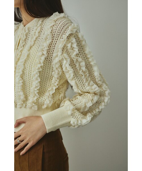 チュールフリルニットカーデ｜スタイルミキサーの通販｜&mall（アンド