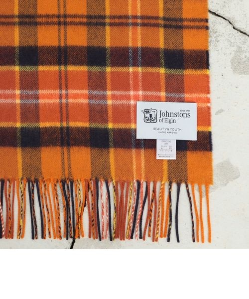 ユナイテッドアローズ別注　ジョンストンズ　大判ストール　メガチェック　レッド Johnstons of Elgin＞カシミヤ チェック ストール