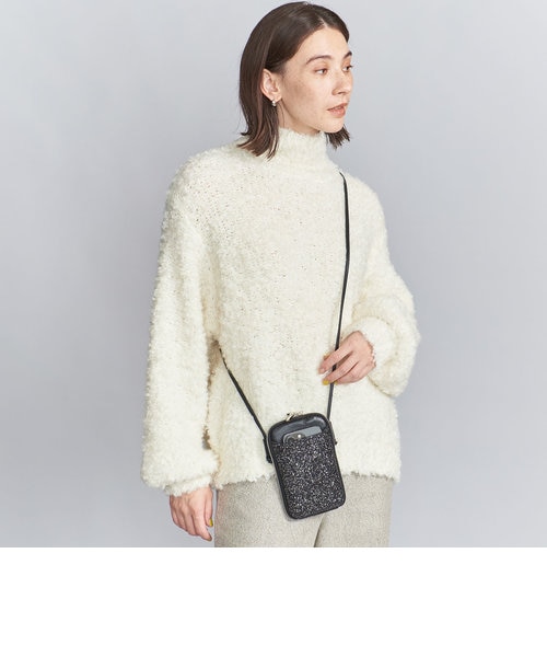 未使用 BEAUTY&YOUTH BY レザー グリッター ウォレットショルダー 新品】BEAUTY&YOUTH レザー グリッター 黒 ウォレットショルダー