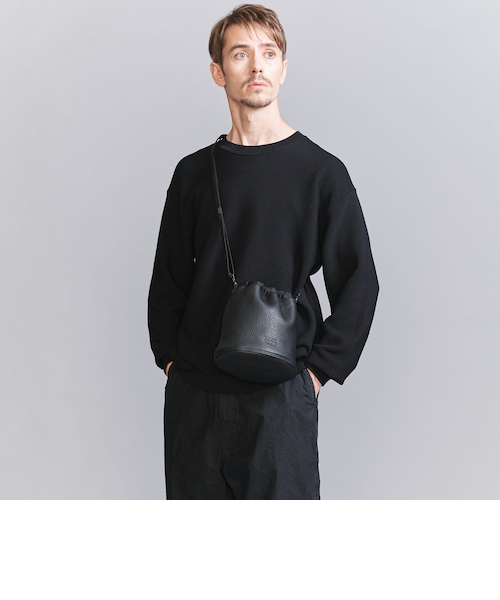 新品 BEAUTY & YOUTH スタンダード レザー パース 巾着 黒 スタンダード レザー パース｜ビューティー＆ユース ユナイテッド