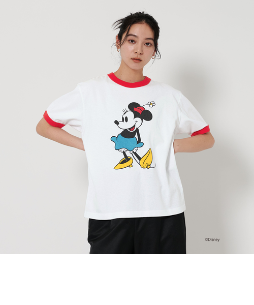 【ビューティー&ユース】ミニー ディズニー リンガーTシャツ 別注】＜TOWNCRAFT＞Disney リンガープリント Tシャツ