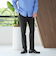 【WEB限定 WARDROBE SMART】LANATEC シャンブレー ノープリーツ パンツ
