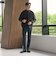 【WEB限定 WARDROBE SMART】ブラックメルトン レザーライク スタジャン