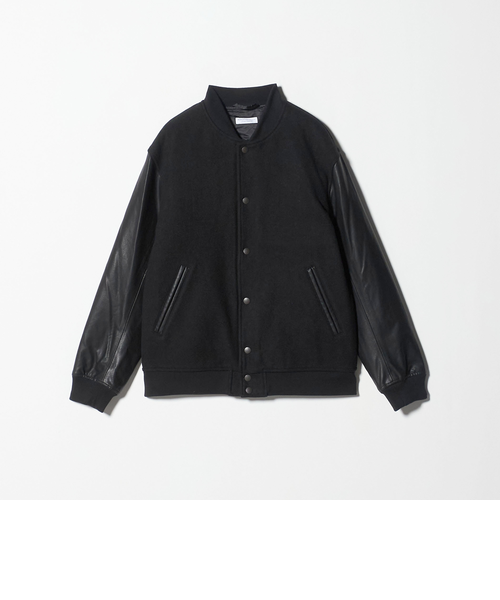 極美品✨WEB限定 WARDROBE SMART メルトンレザーライクスタジャン WEB限定 WARDROBE SMART】グレーメルトン レザーライク