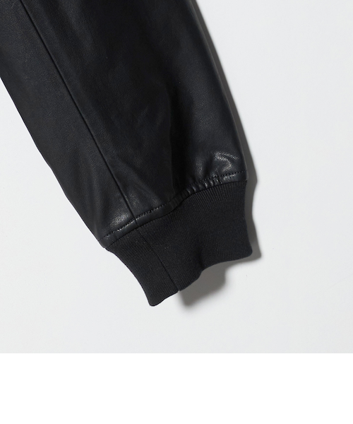 【WEB限定 WARDROBE SMART】メルトン レザーライク スタジャン WEB限定 WARDROBE SMART】ブラックメルトン レザーライク
