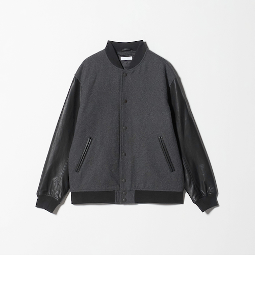 極美品✨WEB限定 WARDROBE SMART メルトンレザーライクスタジャン WEB限定 WARDROBE SMART】グレーメルトン レザーライク
