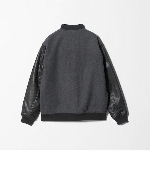 【WEB限定 WARDROBE SMART】メルトン レザーライク スタジャン WEB限定 WARDROBE SMART】ブラックメルトン レザーライク スタジャン